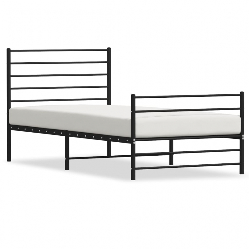 Bettgestell mit Kopf- und Fußteil Metall Schwarz 107x203 cm