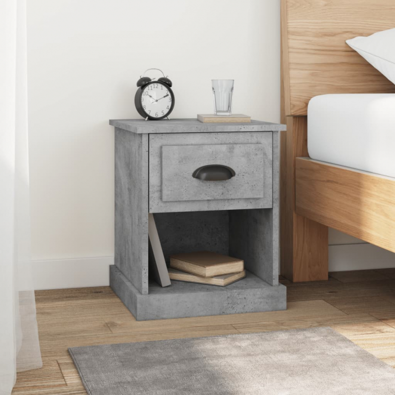 Nachttische 2 Stk. Betongrau 39x39x47,5 cm Holzwerkstoff