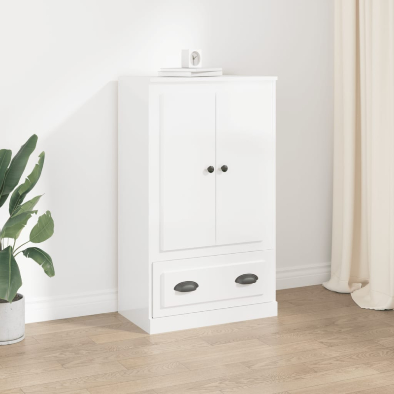 Highboard Hochglanz-Weiß 60x35,5x103,5 cm Holzwerkstoff