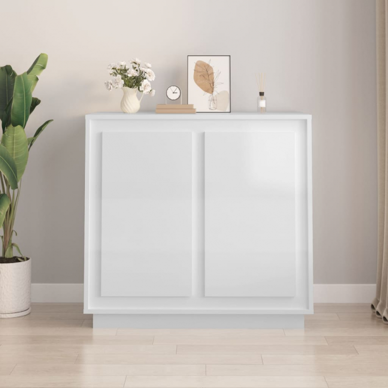 Sideboard Hochglanz-Weiß 80x34x75 cm Holzwerkstoff