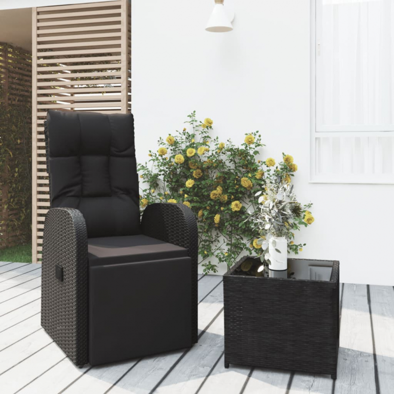 2-tlg. Garten-Lounge-Set Schwarz Poly Rattan & Stahl