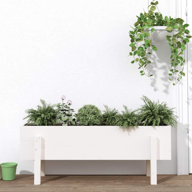 Hochbeet Weiß 101x30x38 cm Massivholz Kiefer