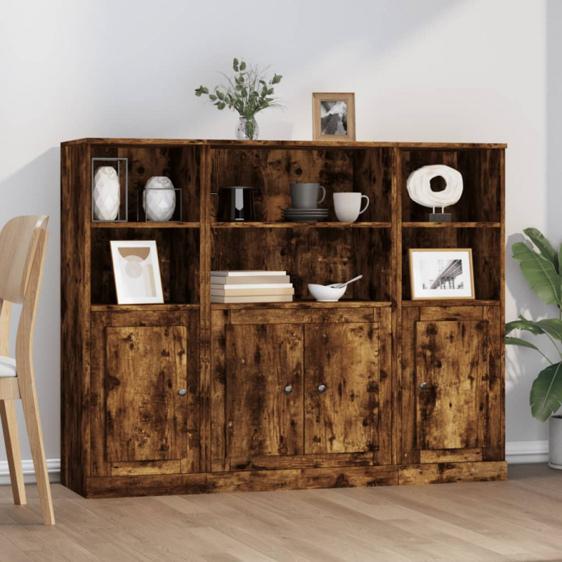 Highboards 3 Stk. Räuchereiche Holzwerkstoff