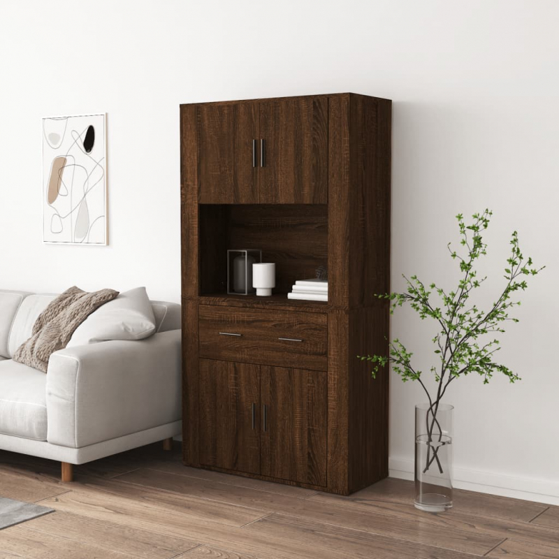 Highboard Braun Eichen-Optik Holzwerkstoff