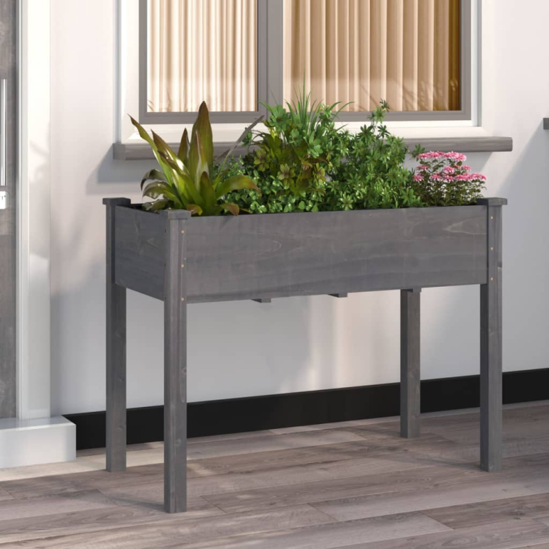 Pflanzkübel mit Einsatz Grau 118x59x76 cm Massivholz Tanne