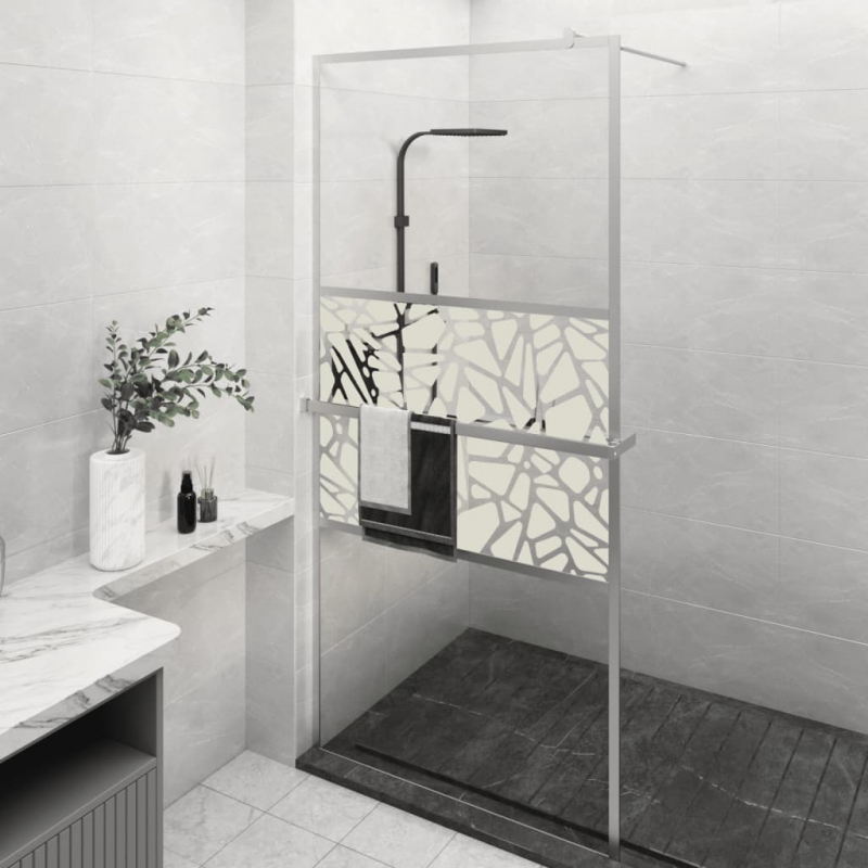 Duschwand mit Ablage für Walk-In-Dusche Chrom 80x195 cm ESG