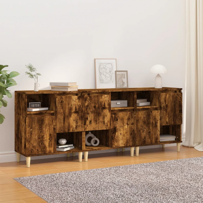 Sideboards 3 Stk. Räuchereiche 60x35x70 cm Holzwerkstoff