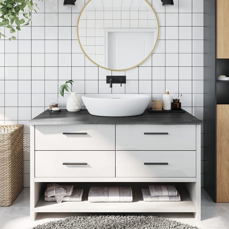 Waschtischplatte Dunkelbraun 100x50x2 cm Massivholz Behandelt