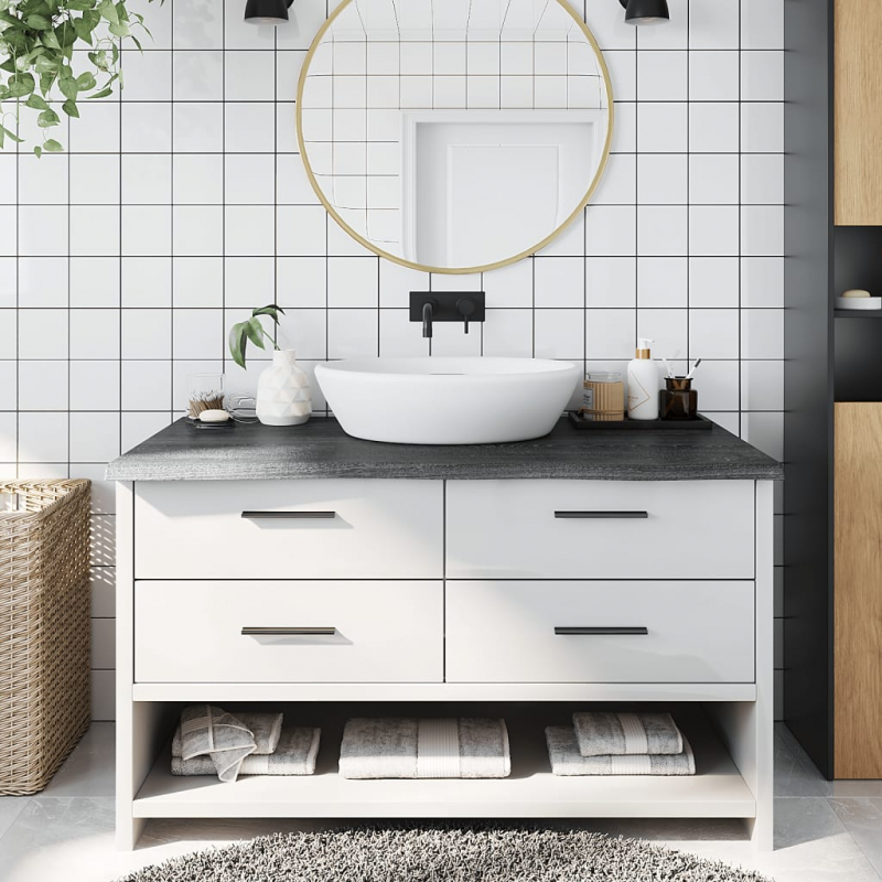 Waschtischplatte Dunkelbraun 100x50x(2-4)cm Massivholz