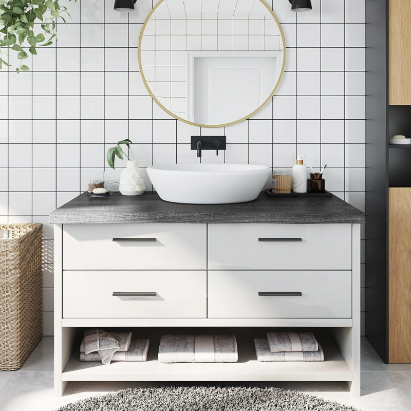 Waschtischplatte Dunkelbraun 100x50x(2-6)cm Massivholz