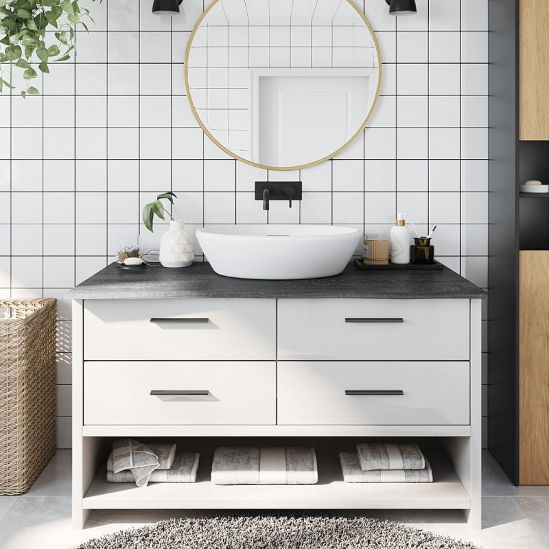 Waschtischplatte Dunkelbraun 100x60x2 cm Massivholz Behandelt