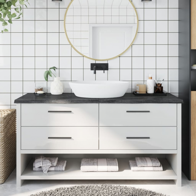 Waschtischplatte Dunkelbraun 160x50x(2-4)cm Massivholz