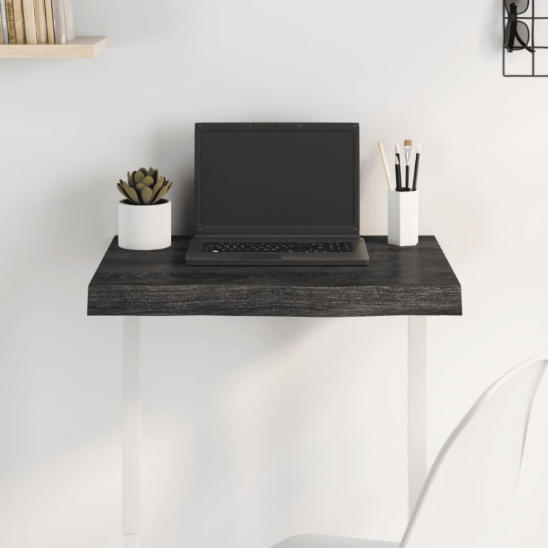 Tischplatte Dunkelbraun 60x40x(2-6)cm Massivholz Eiche