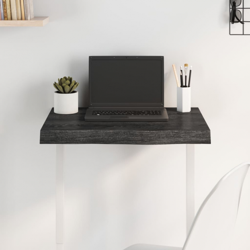 Tischplatte Dunkelbraun 60x50x(2-6)cm Massivholz Eiche