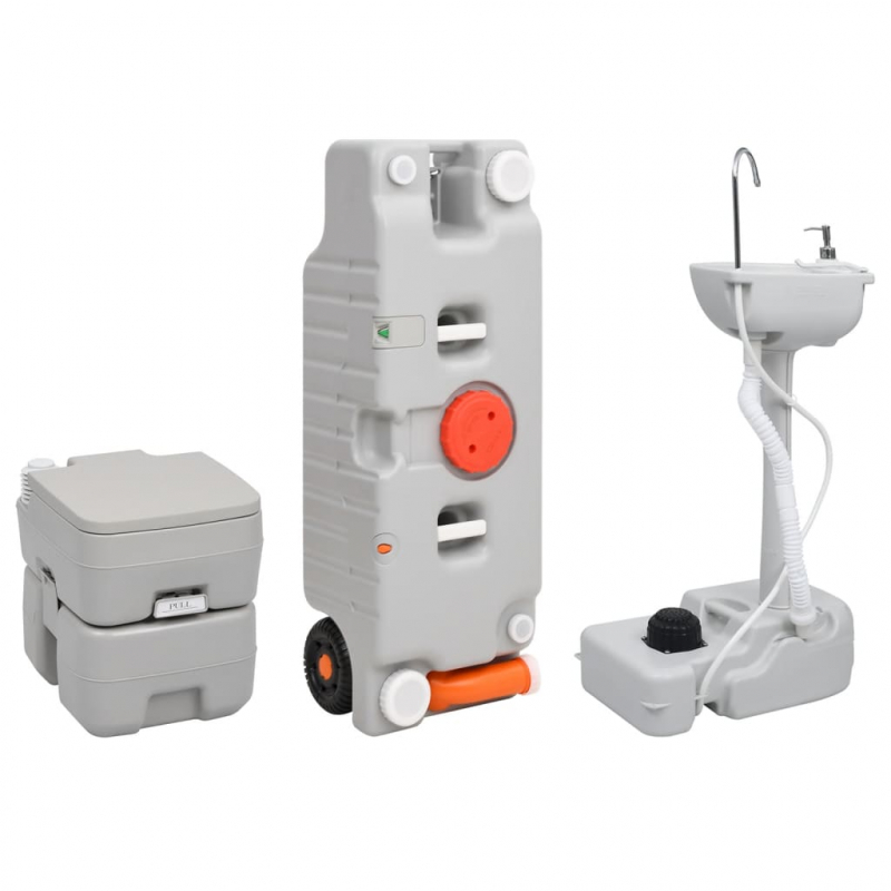 Tragbare Campingtoilette mit Waschbecken und Wasserbehälter