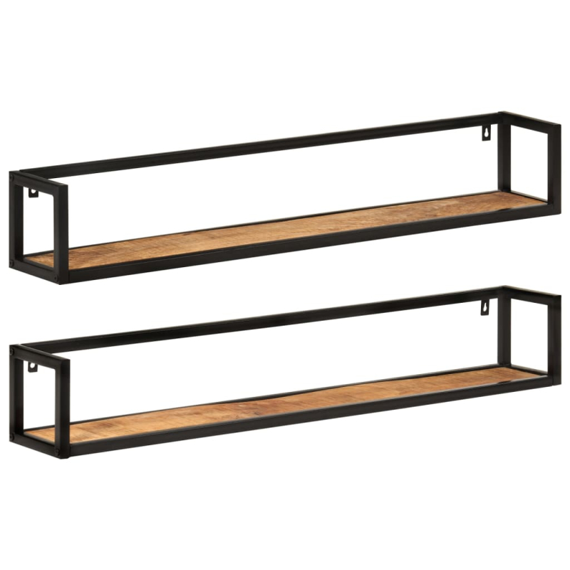 Wandregale 2 Stk. 110x17x17 cm Massivholz Mango und Eisen