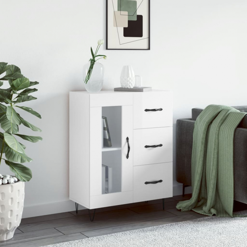 Sideboard Hochglanz-Weiß 69,5x34x90 cm Holzwerkstoff
