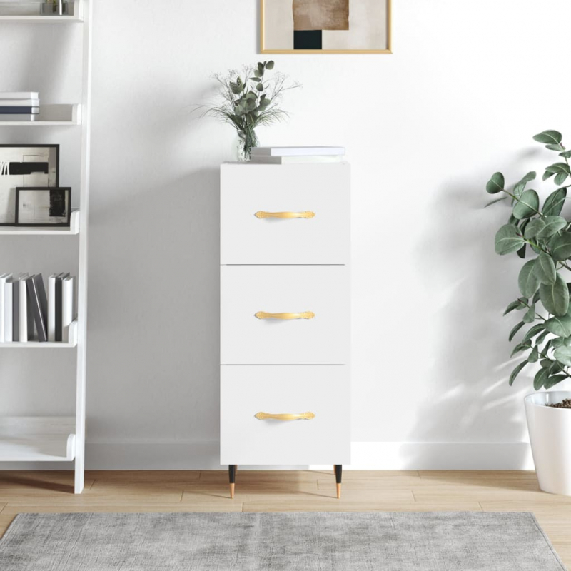 Sideboard Hochglanz-Weiß 34,5x34x90 cm Holzwerkstoff
