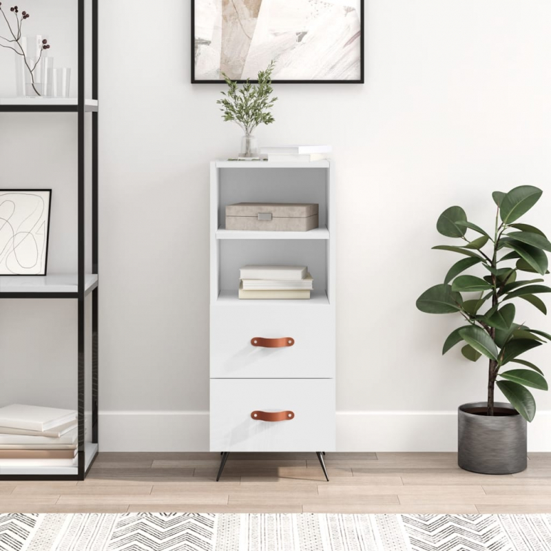 Sideboard Hochglanz-Weiß 34,5x34x90 cm Holzwerkstoff