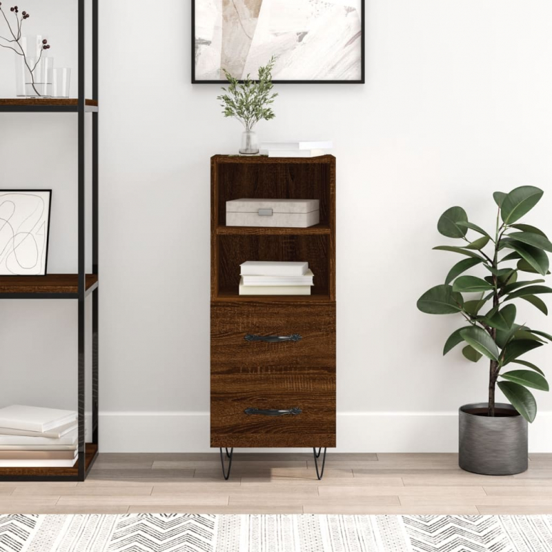 Sideboard Braun Eichen-Optik 34,5x34x90 cm Holzwerkstoff