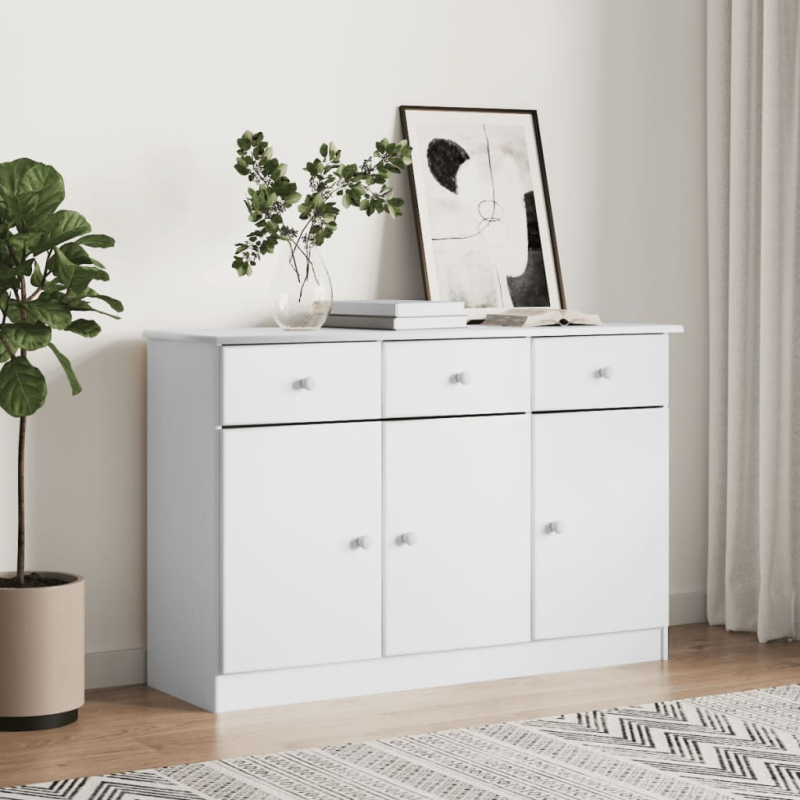 Sideboard ALTA Weiß 112x35x73 cm Massivholz Kiefer