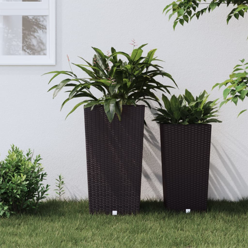Pflanzkübel mit herausnehmbaren Einsatz Braun 21/49 L PP-Rattan