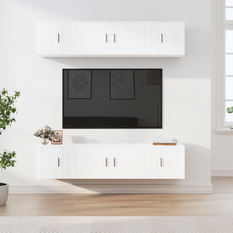 6-tlg. TV-Schrank-Set Weiß Holzwerkstoff