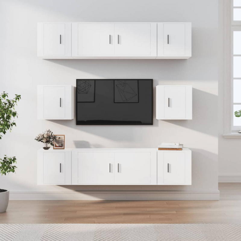 8-tlg. TV-Schrank-Set Weiß Holzwerkstoff