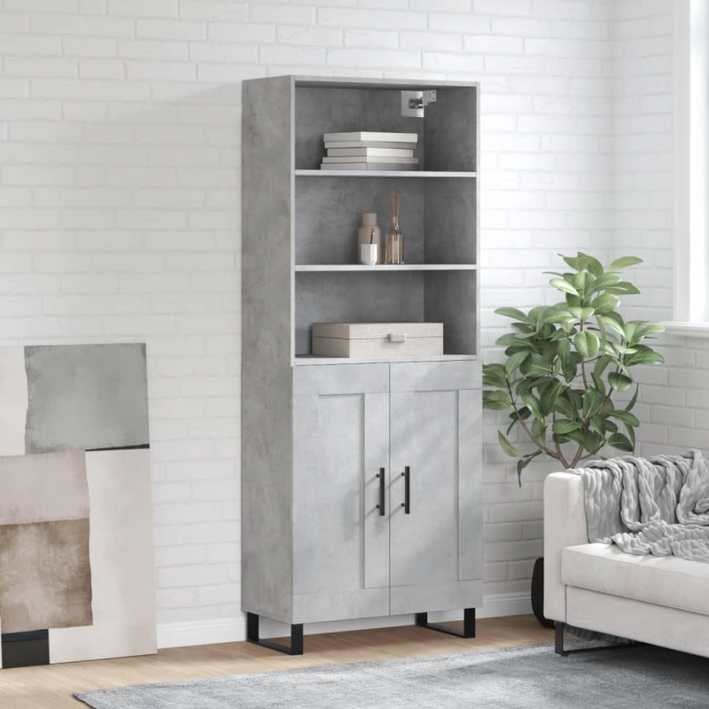 Highboard Betongrau 69,5x34x180 cm Holzwerkstoff