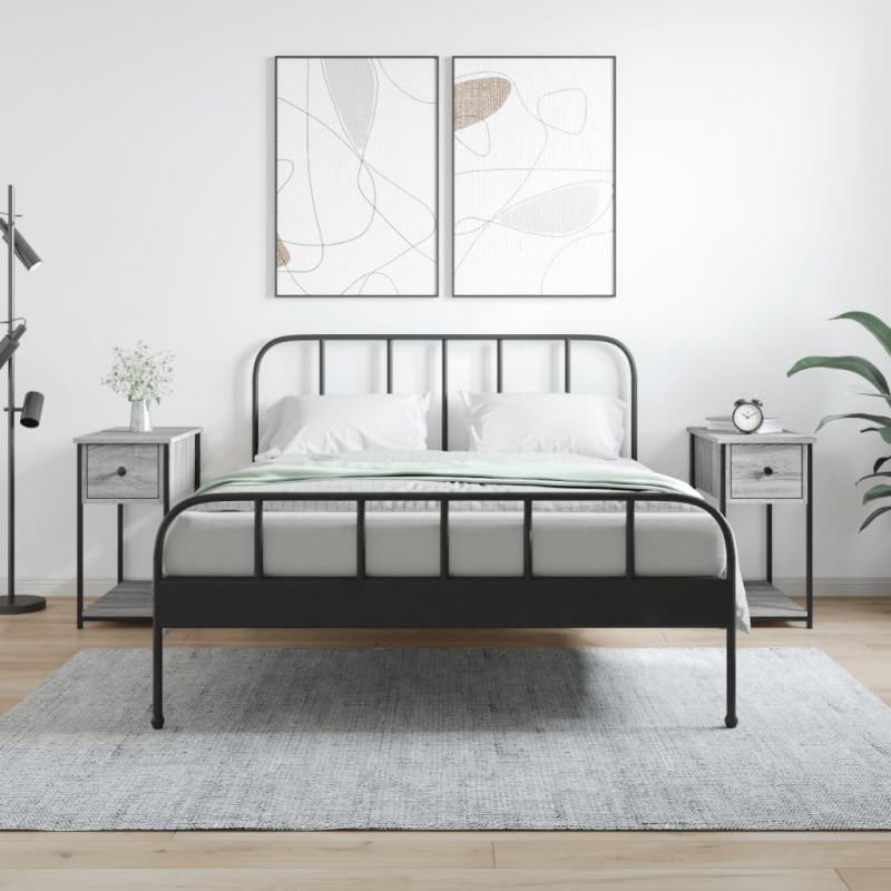 Nachttische 2 Stk. Grau Sonoma 30x60x60 cm Holzwerkstoff