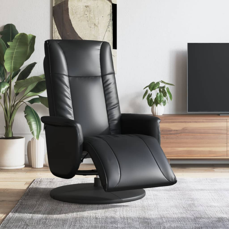Relaxsessel mit Fußteil Schwarz Kunstleder