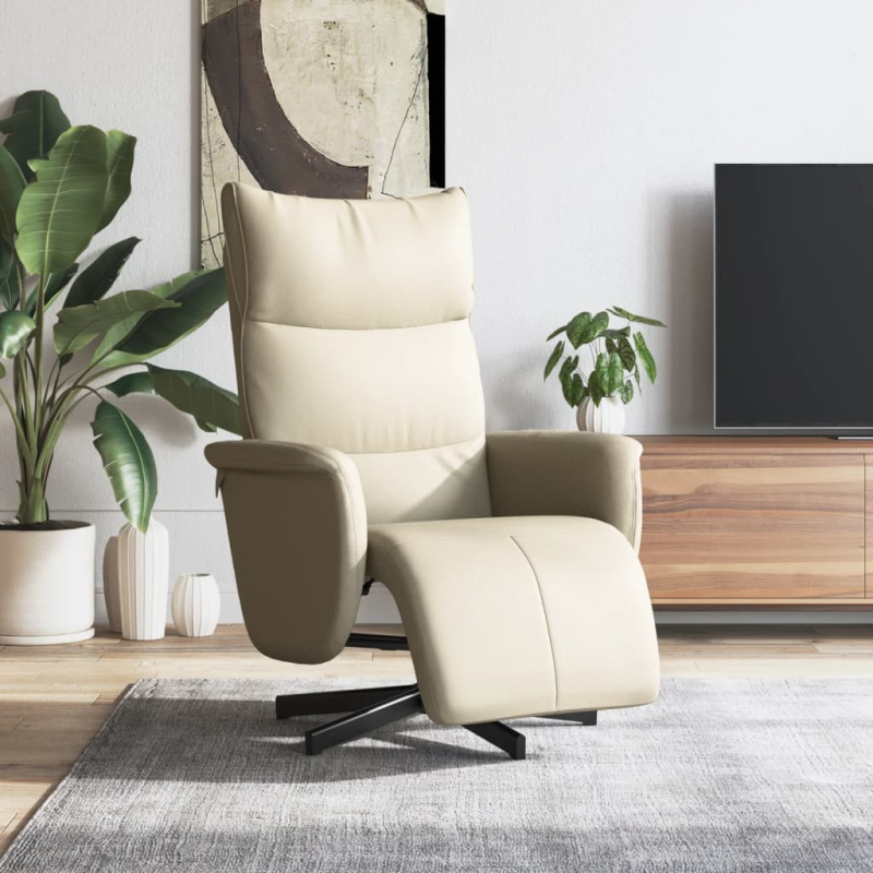Relaxsessel mit Fußteil Creme Kunstleder