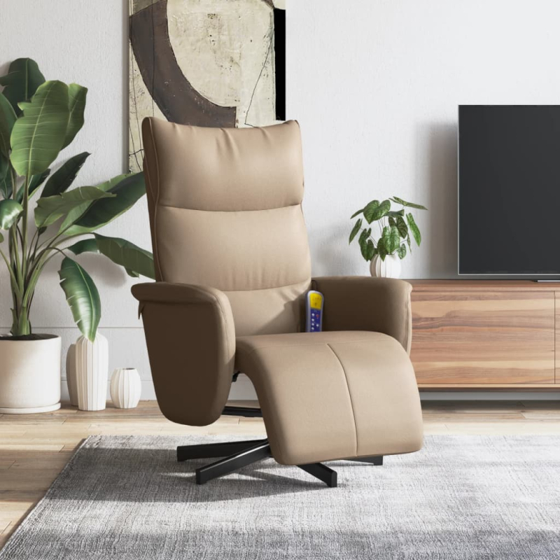 Massagesessel mit Fußteil Cappuccino-Braun Kunstleder