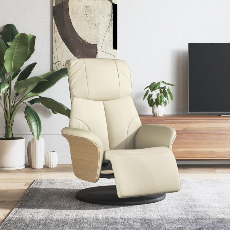 Relaxsessel mit Fußteil Creme Kunstleder