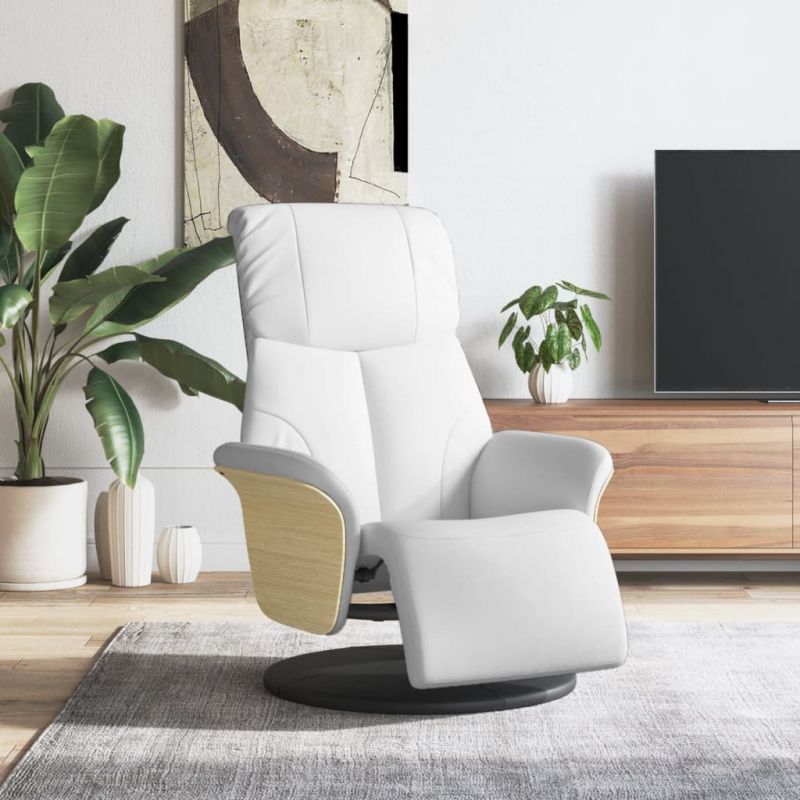 Relaxsessel mit Fußteil Weiß Kunstleder