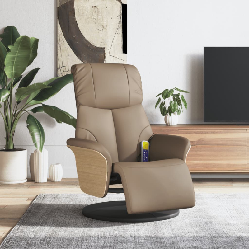 Massagesessel mit Fußteil Cappuccino-Braun Kunstleder