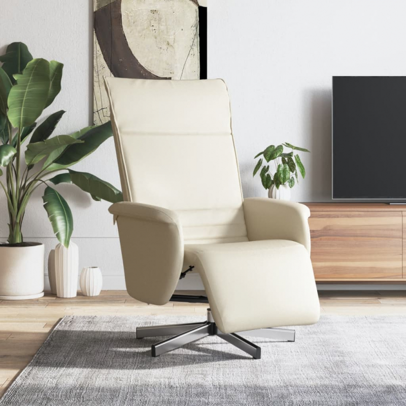 Relaxsessel mit Fußteil Creme Kunstleder