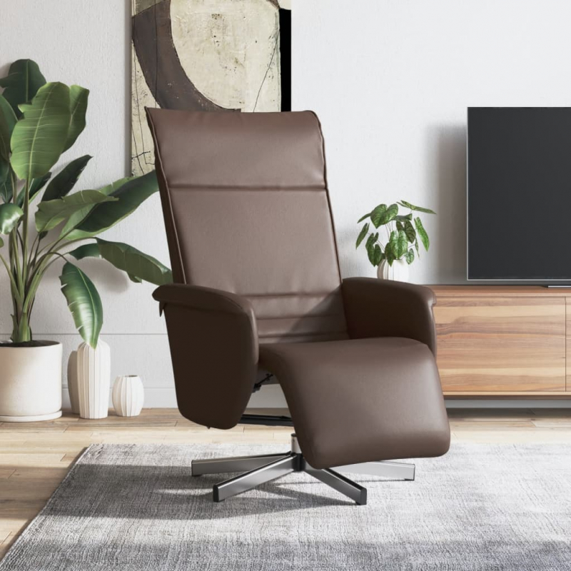 Relaxsessel mit Fußteil Braun Kunstleder