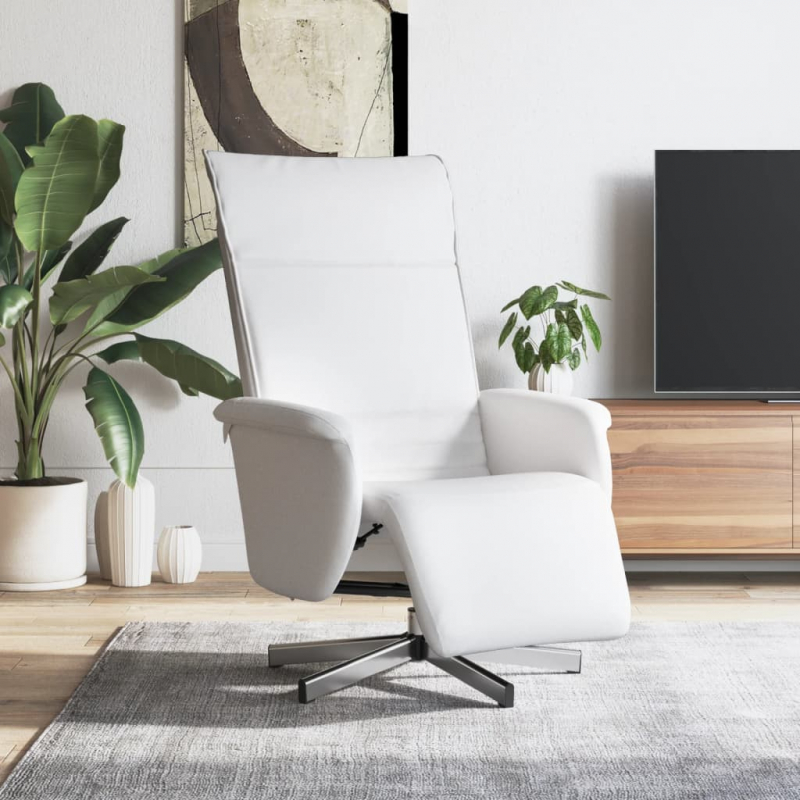 Relaxsessel mit Fußteil Weiß Kunstleder