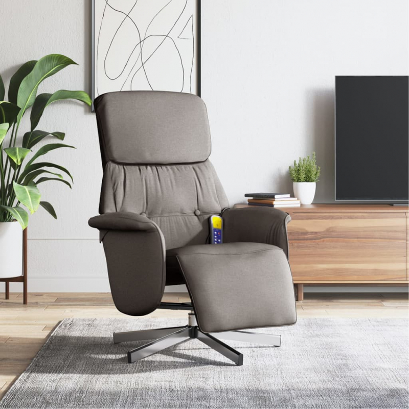 Massagesessel mit Fußteil Taupe Stoff