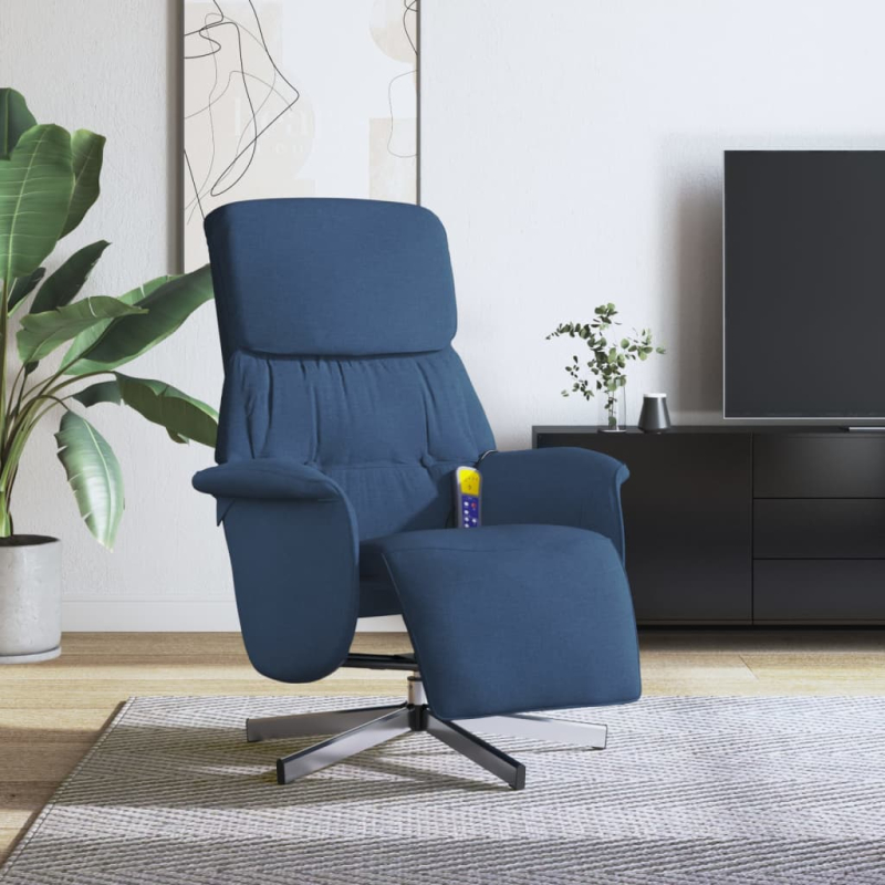 Massagesessel mit Fußteil Blau Stoff