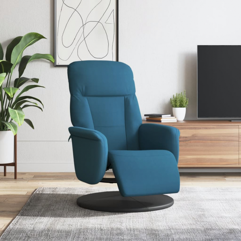 Relaxsessel mit Fußteil Blau Samt