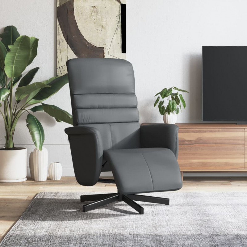 Relaxsessel mit Fußteil Grau Kunstleder
