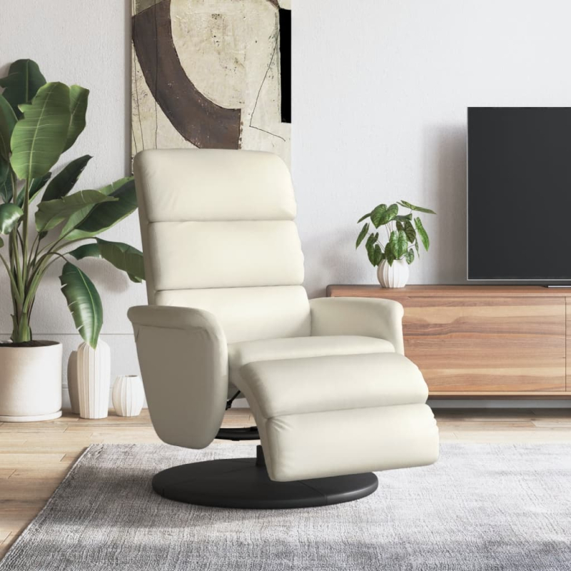 Relaxsessel mit Fußteil Creme Kunstleder