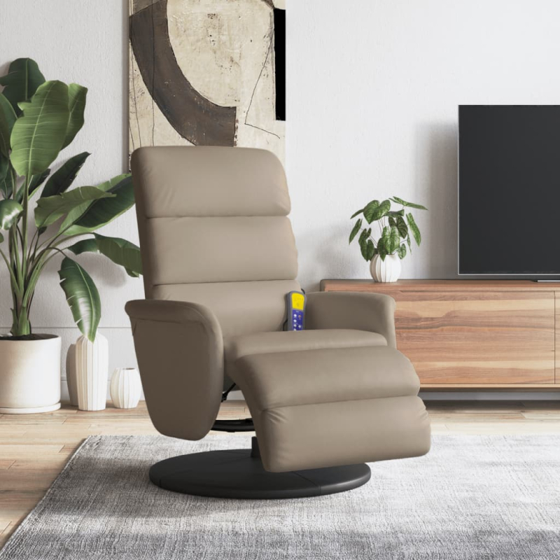 Massagesessel mit Fußteil Cappuccino-Braun Kunstleder
