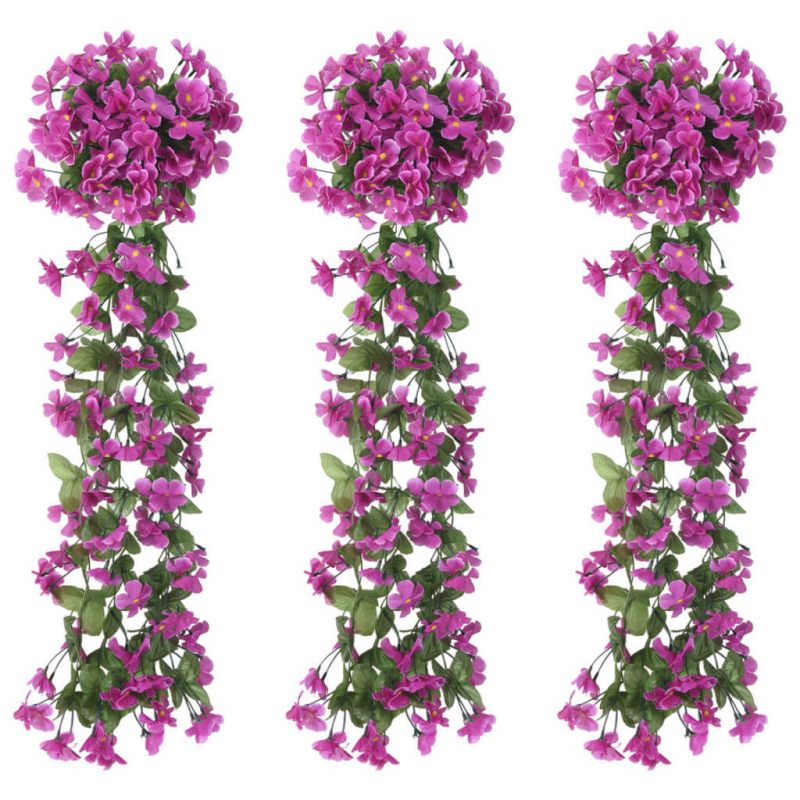 Künstliche Blumengirlanden 3 Stk. Helllila 85 cm