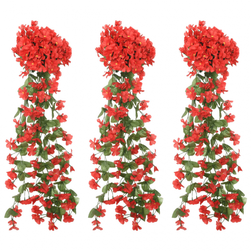 Künstliche Blumengirlanden 3 Stk. Rot 85 cm