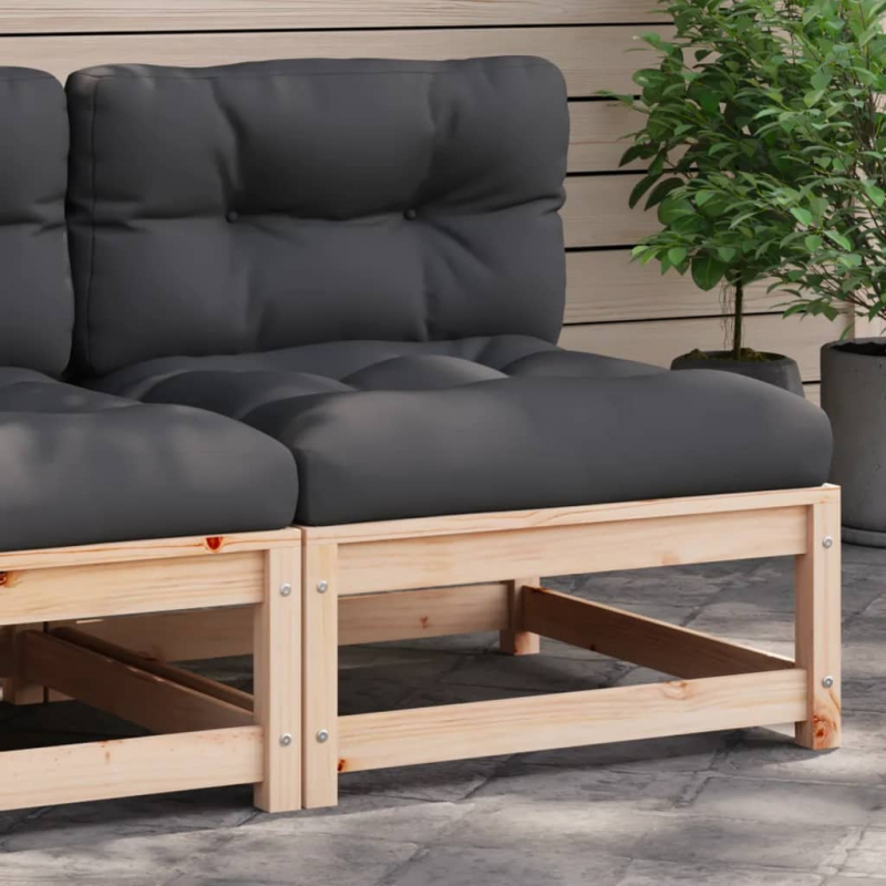 Gartensofa ohne Armlehnen mit Kissen Massivholz Kiefer