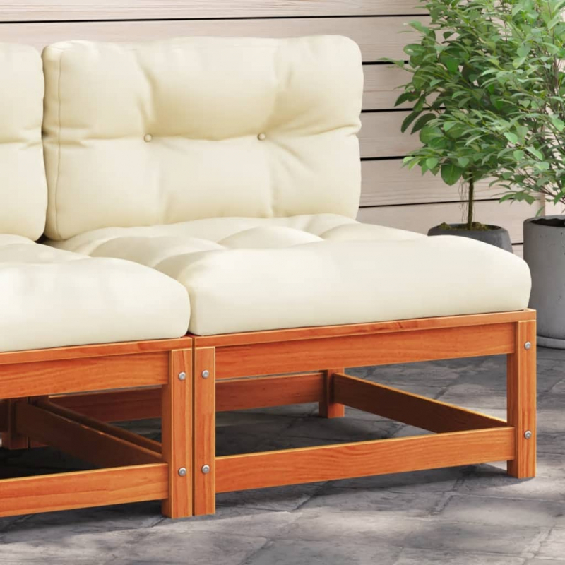 Gartensofa ohne Armlehnen mit Kissen Wachsbraun Kiefernholz