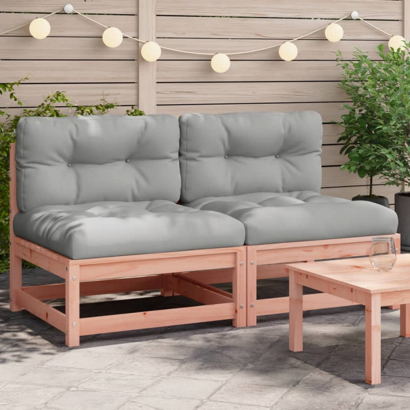 Gartensofas ohne Armlehnen mit Kissen 2 Stk. Douglasienholz